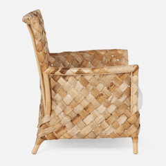 Contemporary Nordic Artisan Indonesian Natural Rattan Weaving Lounge Chair - Armchair With Thick Handwoven Texture For Living Room Cuvalon