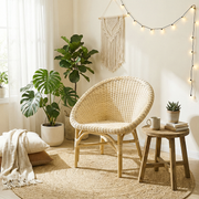 Japanese Handwoven Indonesian Rattan Weaving Accent Chair - Back Chair For Balcony & Living Room Cuvalon