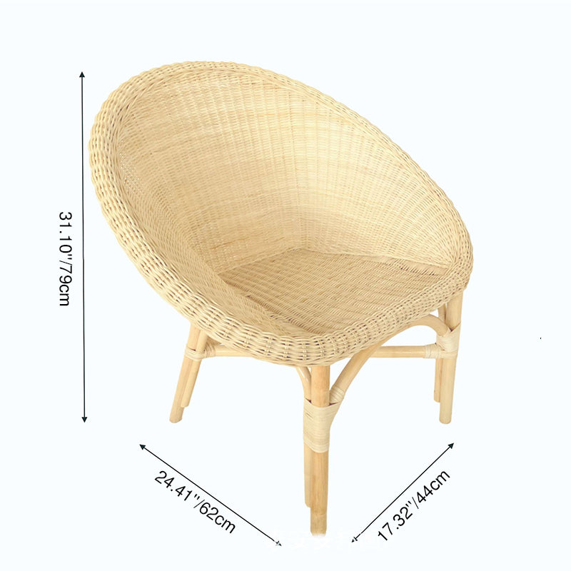Japanese Handwoven Indonesian Rattan Weaving Accent Chair - Back Chair For Balcony & Living Room Cuvalon