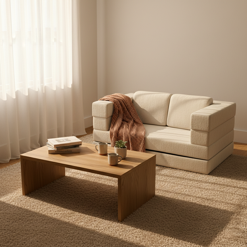 Modern Minimalist Foldable Sofa Bed For Living Room & Bedroom - Chenille Compression Convertible Couch With High Resilience Foam For Small Spaces Cuvalon