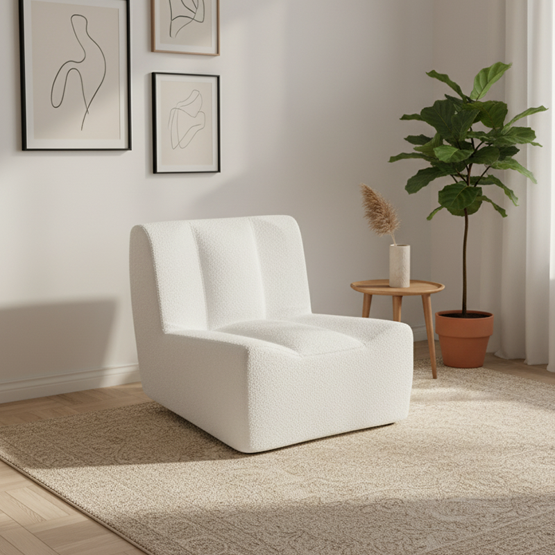 Modern Minimalist Sherpa Compression Sofa - Frame-Free High Resilience Foam Couch For Living Room Cuvalon