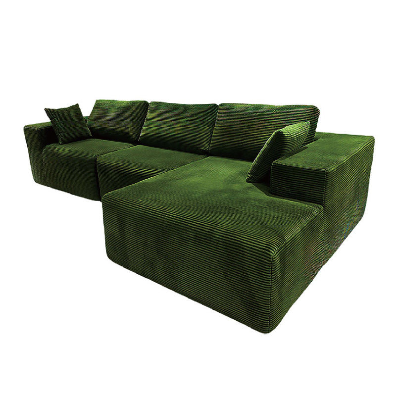 Modern Minimalist Corduroy Compression Sectional Sofa - Frame-Free High Resilience Foam Couch For Living Room Cuvalon