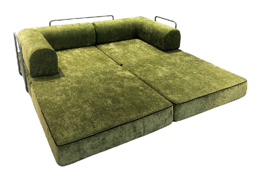 Modern Chenille Convertible Sofa Bed - Compression Foldable Couch With High Resilience Foam And Metal Frame For Living Room & Bedroom Cuvalon