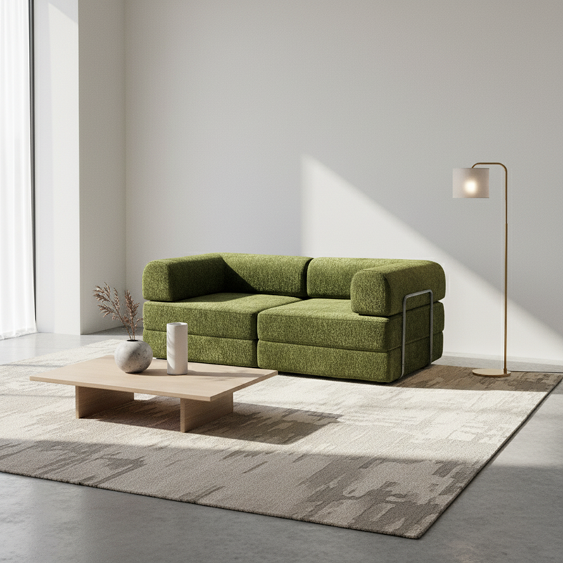 Modern Chenille Convertible Sofa Bed - Compression Foldable Couch With High Resilience Foam And Metal Frame For Living Room & Bedroom Cuvalon