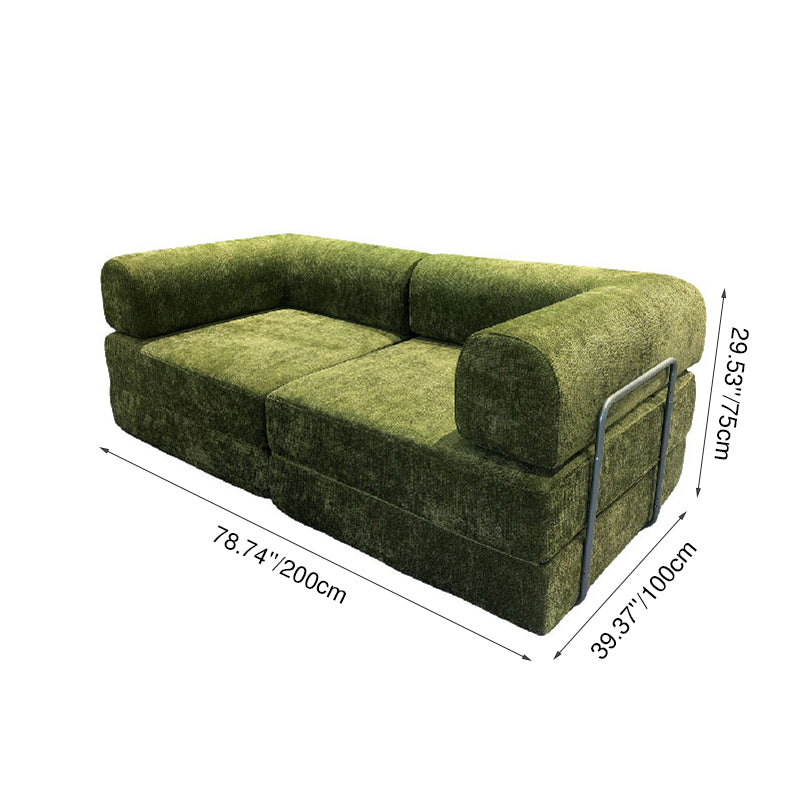 Modern Chenille Convertible Sofa Bed - Compression Foldable Couch With High Resilience Foam And Metal Frame For Living Room & Bedroom Cuvalon