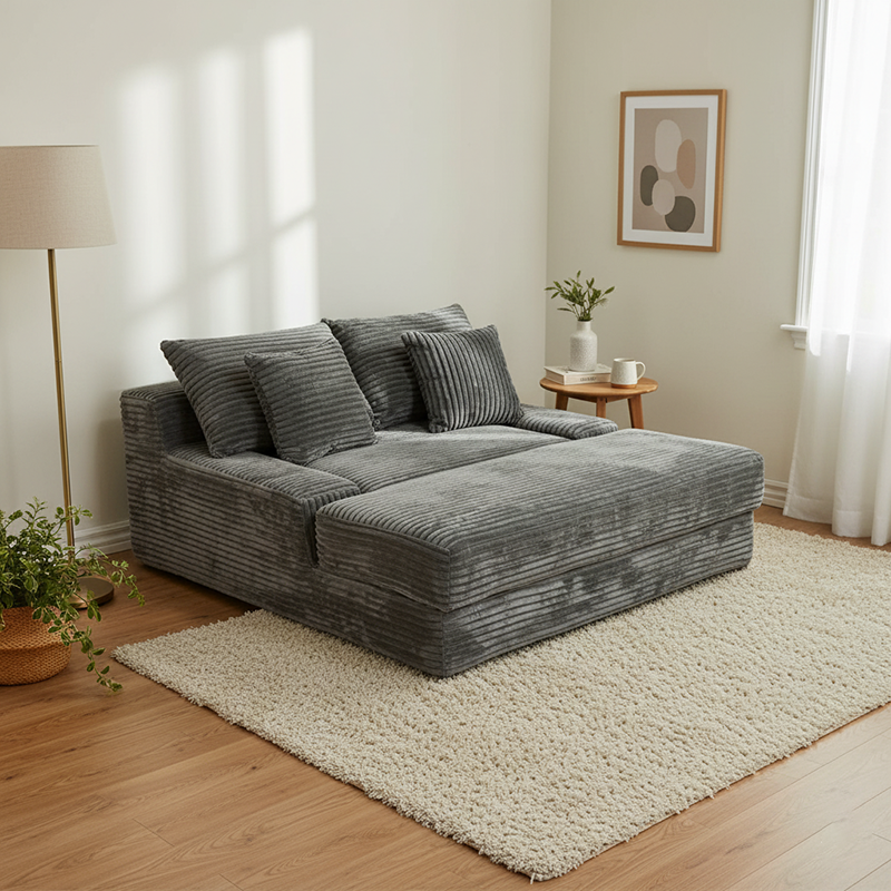 Modern Corduroy Sofa Bed - Frameless Modular Floor Couch With High Resilience Foam For Living Room & Bedroom Cuvalon