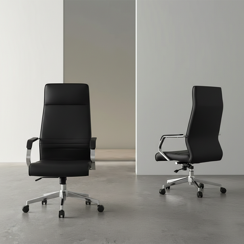 Modern Luxury Ergonomic Office Chair - Leather Executive Desk Chair Plywood & Metal Frame High-Density Foam With Wheels, Swivel, Adjustable Height & Reclining Function Cuvalon