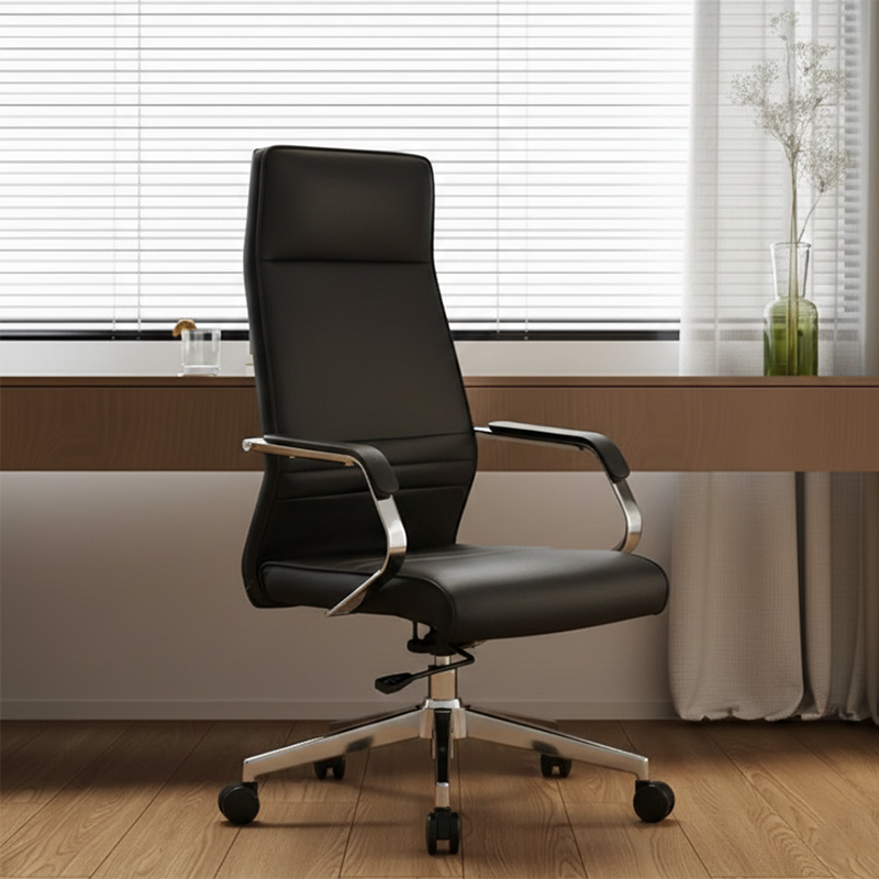 Modern Luxury Ergonomic Office Chair - Leather Executive Desk Chair Plywood & Metal Frame High-Density Foam With Wheels, Swivel, Adjustable Height & Reclining Function Cuvalon