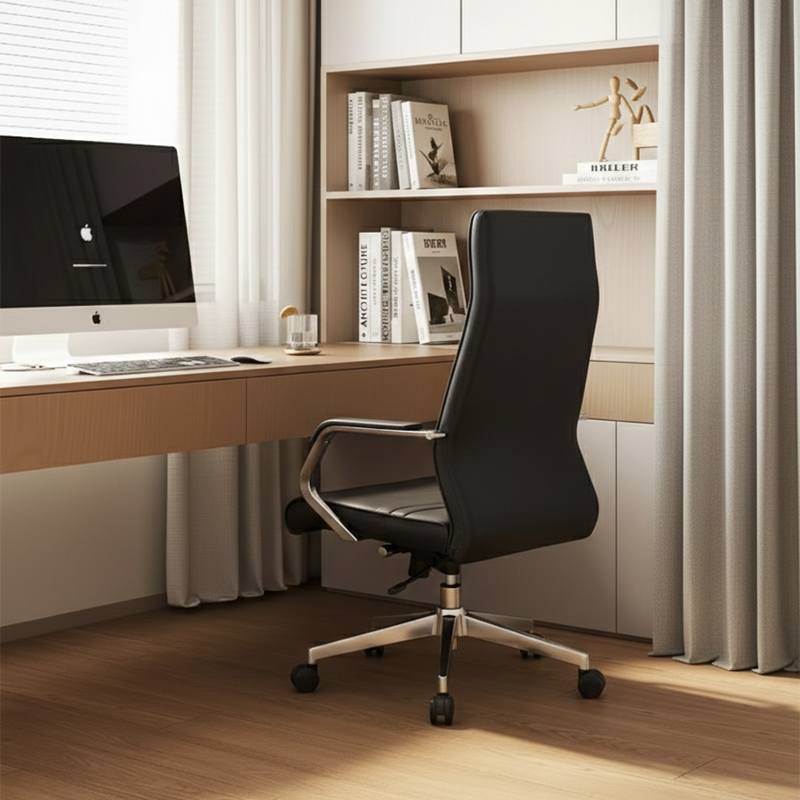 Modern Luxury Ergonomic Office Chair - Leather Executive Desk Chair Plywood & Metal Frame High-Density Foam With Wheels, Swivel, Adjustable Height & Reclining Function Cuvalon