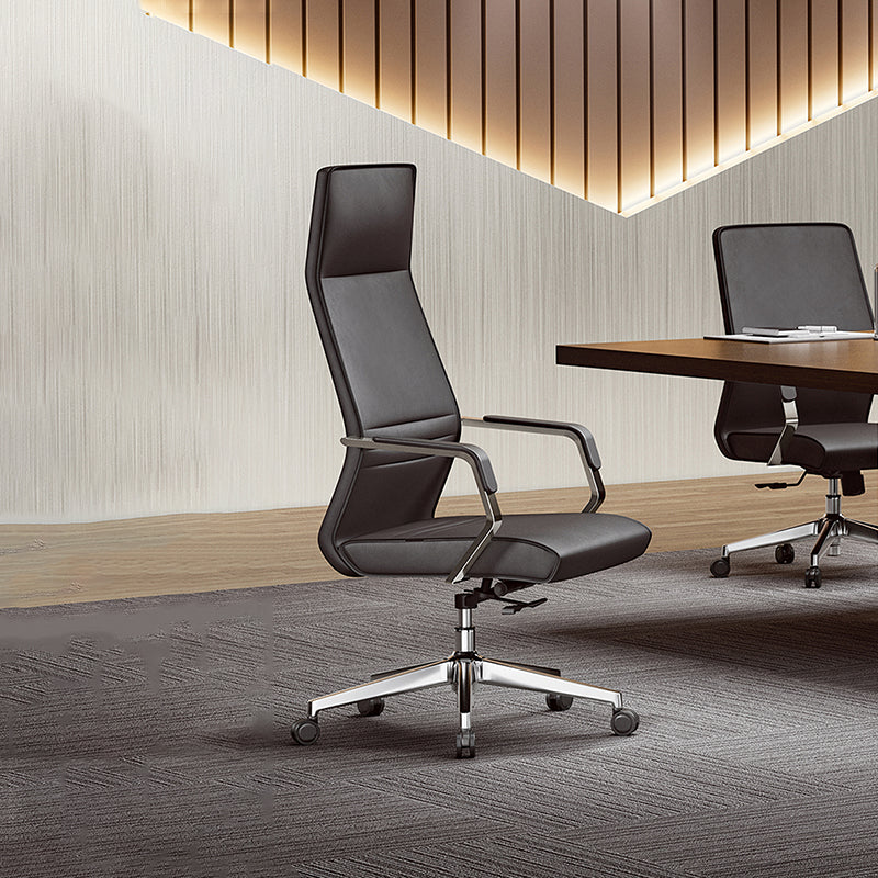 Modern Luxury Ergonomic Office Chair - Leather Executive Desk Chair Plywood & Metal Frame High-Density Foam With Wheels, Swivel, Adjustable Height & Reclining Function Cuvalon