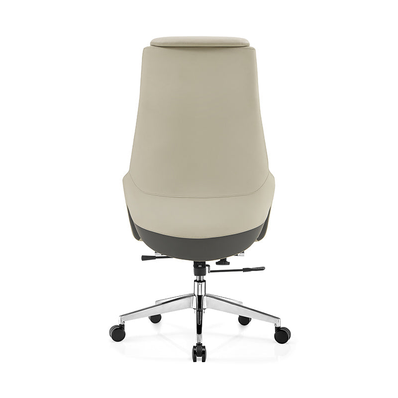 Modern Luxury Ergonomic Executive Office Chair - Adjustable Height Swivel Leather Plywood Metal Desk Chair With Wheels, Reclining Function & Aluminum Base Cuvalon