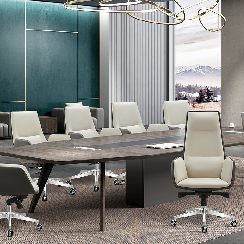 Modern Luxury Ergonomic Executive Chair - Leather Plywood Metal Office High Back Desk Chair With Adjustable Height, Swivel Wheels & Reclining Function Cuvalon