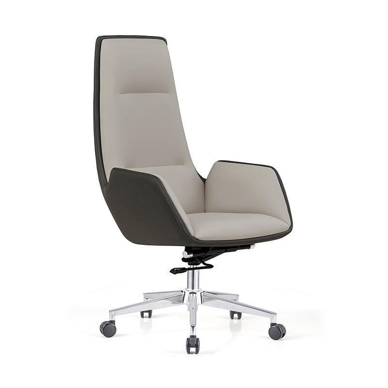 Modern Luxury Ergonomic Executive Chair - Leather Plywood Metal Office High Back Desk Chair With Adjustable Height, Swivel Wheels & Reclining Function Cuvalon