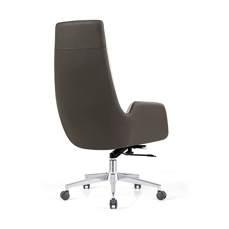 Modern Luxury Ergonomic Executive Chair - Leather Plywood Metal Office High Back Desk Chair With Adjustable Height, Swivel Wheels & Reclining Function Cuvalon