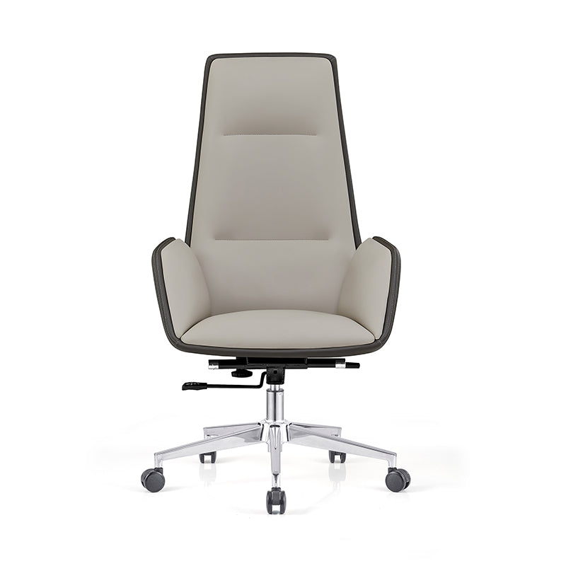 Modern Luxury Ergonomic Executive Chair - Leather Plywood Metal Office High Back Desk Chair With Adjustable Height, Swivel Wheels & Reclining Function Cuvalon