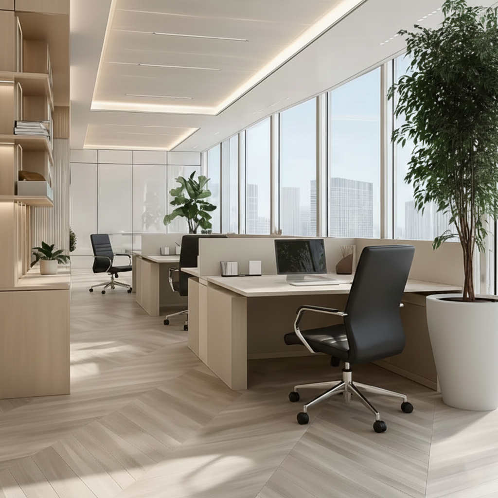 Modern Minimalist Ergonomic Mid-Back Office Chair - Adjustable Height Swivel Leather Plywood Metal Desk Chair With Wheels And Reclining Function Cuvalon