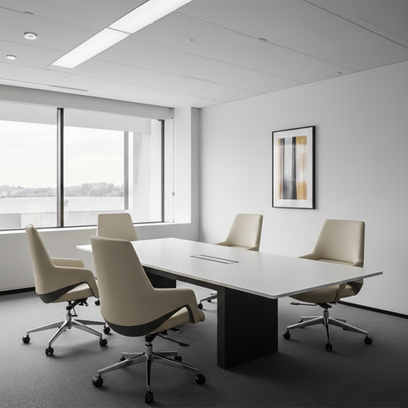 Contemporary Nordic Mid-Back Leather Plywood Metal Office Chair - Ergonomic Executive Desk Chair With Adjustable Height, Swivel Wheels & Reclining Function Cuvalon