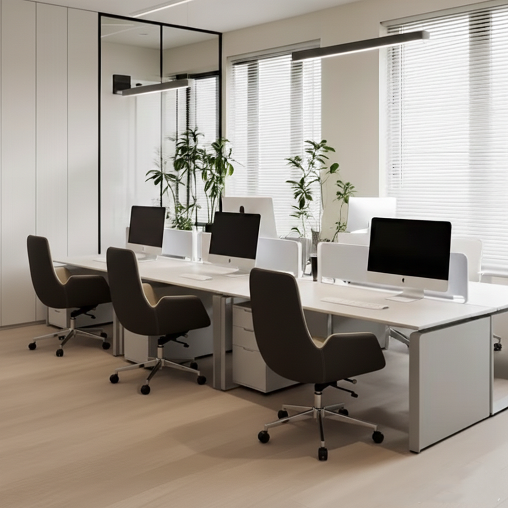 Modern Minimalist Ergonomic Leather Plywood Metal Office Chair Adjustable Swivel Desk Chair With Wheels - Mid-Back Comfortable Task Chair For Home Office Cuvalon