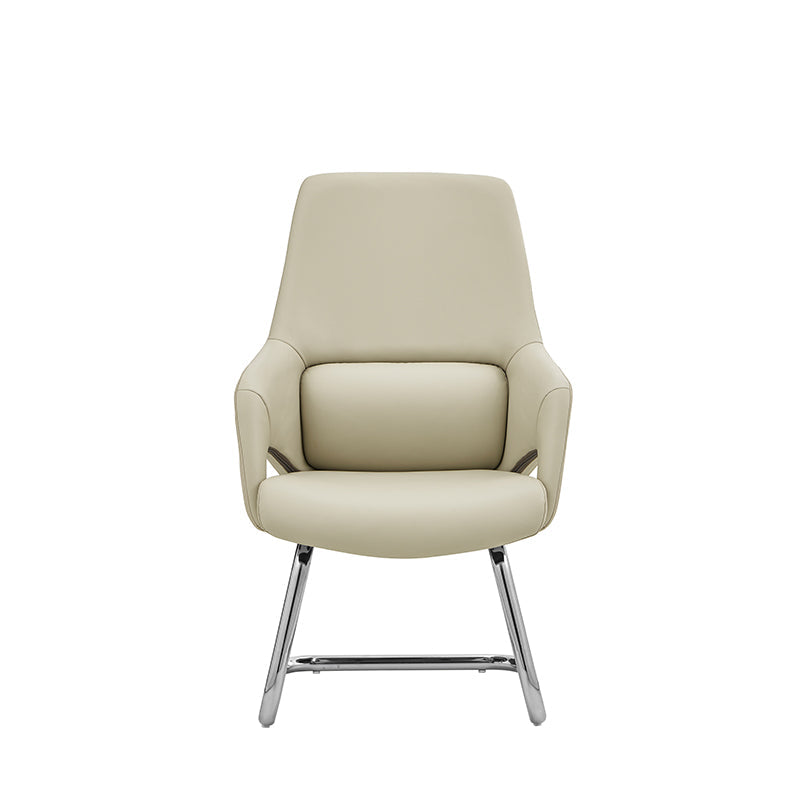 Modern Minimalist Cantilever Plywood Metal Office Chair - Ergonomic Mid-Back Leather Guest Chair For Office & Reception Cuvalon