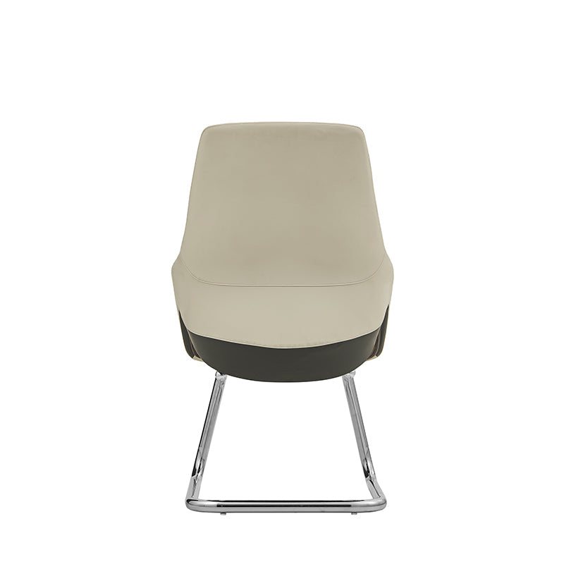 Modern Minimalist Cantilever Plywood Metal Office Chair - Ergonomic Mid-Back Leather Guest Chair For Office & Reception Cuvalon