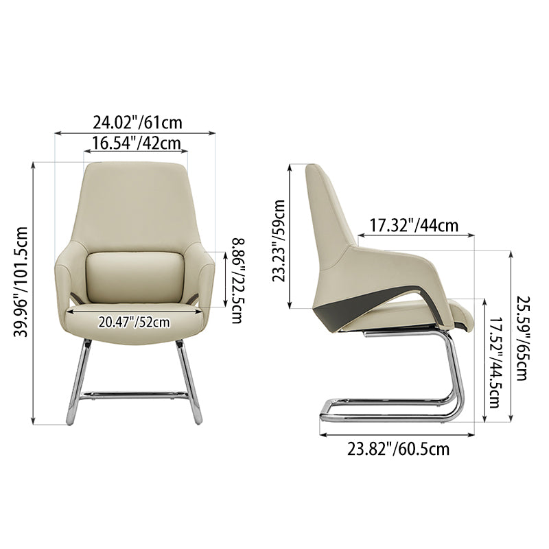 Modern Minimalist Cantilever Plywood Metal Office Chair - Ergonomic Mid-Back Leather Guest Chair For Office & Reception Cuvalon