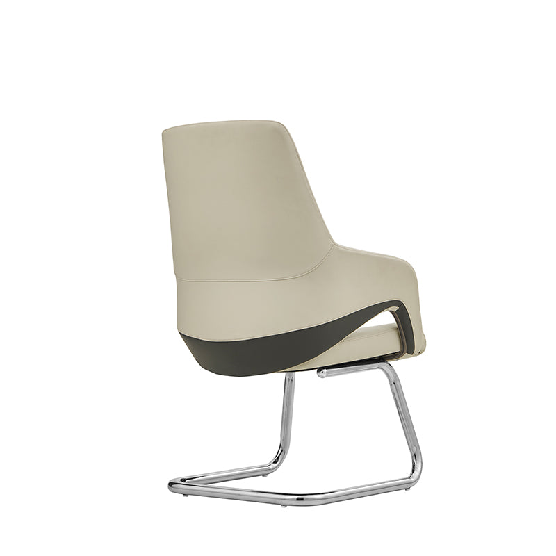 Modern Minimalist Cantilever Plywood Metal Office Chair - Ergonomic Mid-Back Leather Guest Chair For Office & Reception Cuvalon