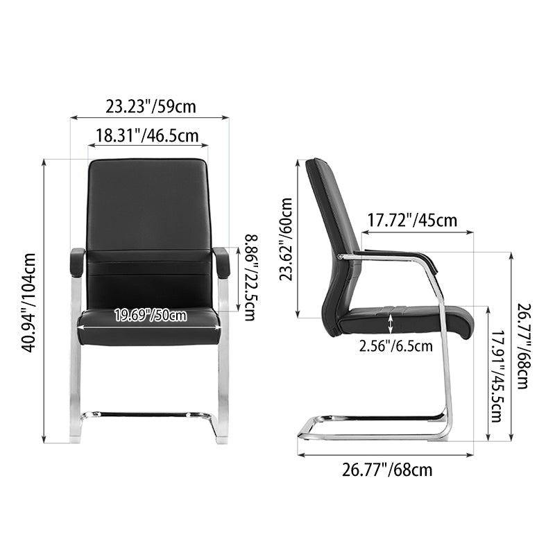 Modern Minimalist Leather Plywood Metal Conference Chair Ergonomic Guest Desk Chair Sled Base Executive Meeting Chair For Office Reception Set Of 4 Cuvalon