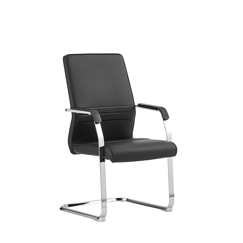 Modern Minimalist Leather Plywood Metal Conference Chair Ergonomic Guest Desk Chair Sled Base Executive Meeting Chair For Office Reception Set Of 4 Cuvalon