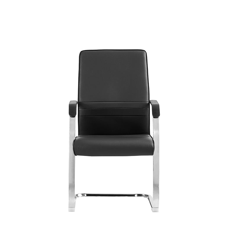 Modern Minimalist Leather Plywood Metal Conference Chair Ergonomic Guest Desk Chair Sled Base Executive Meeting Chair For Office Reception Set Of 4 Cuvalon