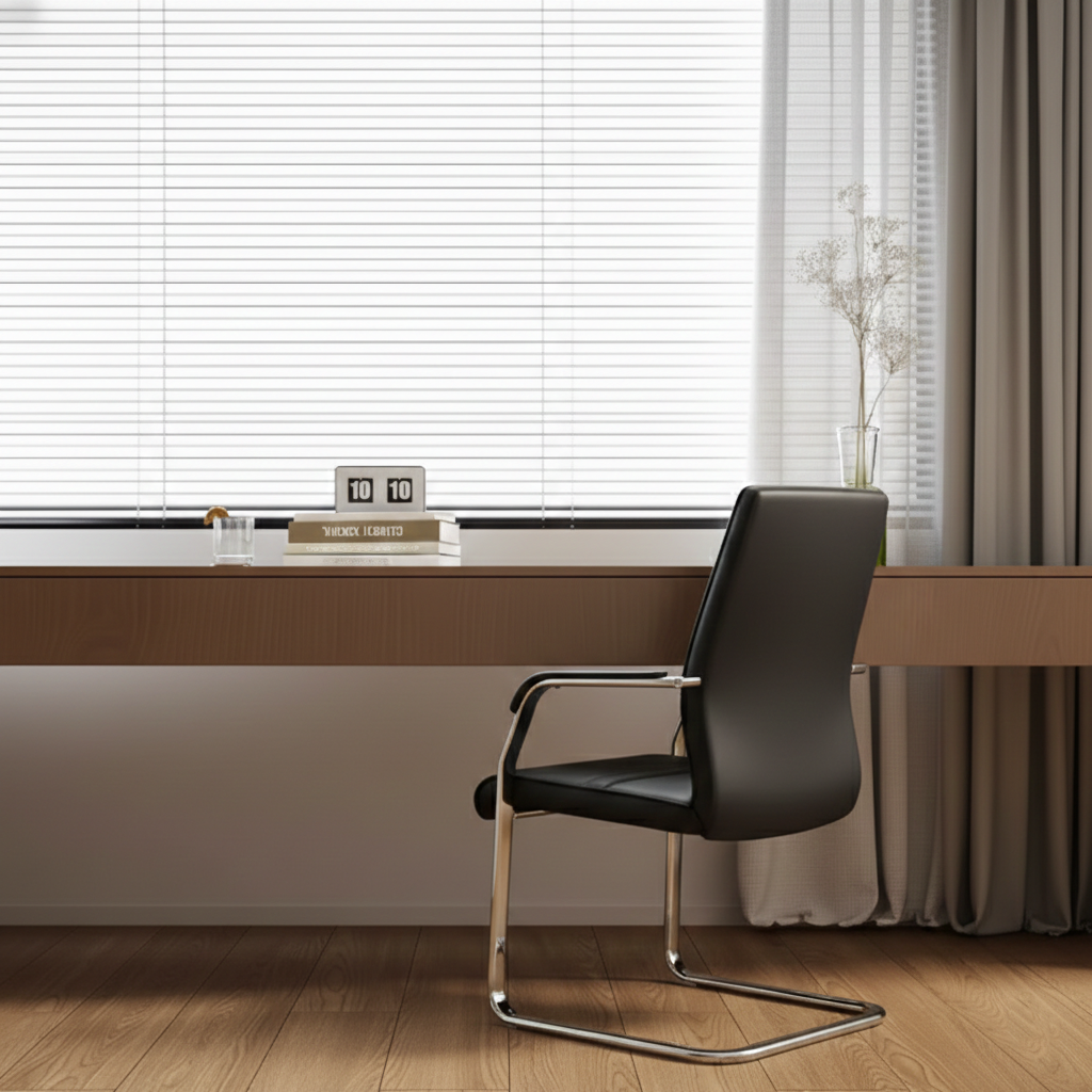 Modern Minimalist Leather Plywood Metal Conference Chair Ergonomic Guest Desk Chair Sled Base Executive Meeting Chair For Office Reception Set Of 4 Cuvalon