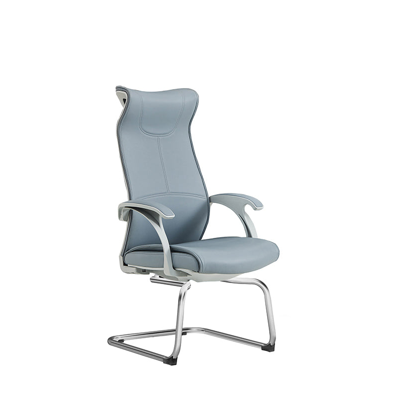Modern Minimalist Ergonomic Leather Plywood Metal Office Chair Executive Gaming Desk Chair With Headrest Lumbar Support Cantilever Base For Home Office Set Of 2 Cuvalon