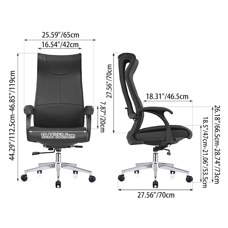 Modern Ergonomic High Back Leather Plywood & Metal Office Chair Executive Swivel Desk Chair With Headrest Lumbar Support Adjustable Rolling Computer Chair Cuvalon