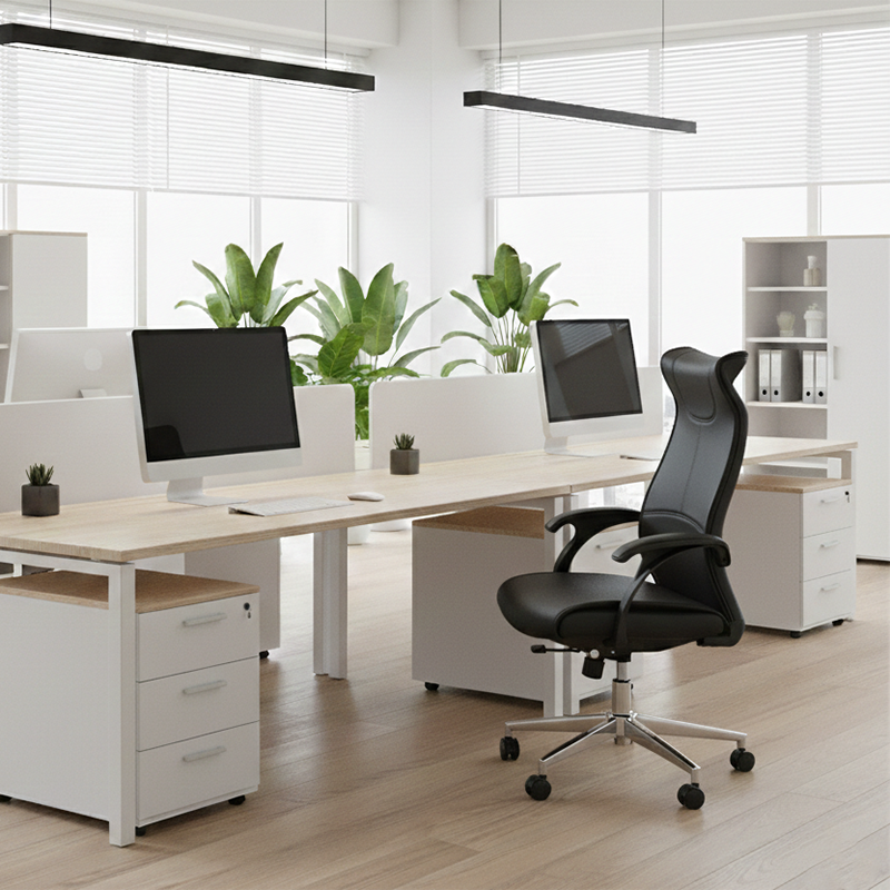 Modern Ergonomic High Back Leather Plywood & Metal Office Chair Executive Swivel Desk Chair With Headrest Lumbar Support Adjustable Rolling Computer Chair Cuvalon