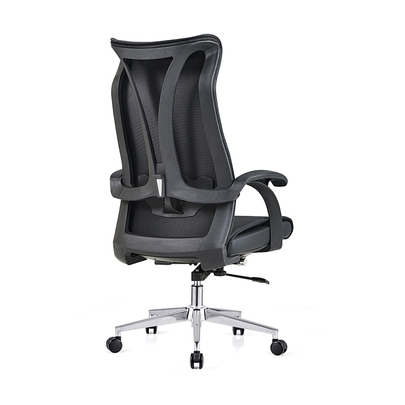 Modern Ergonomic High Back Leather Plywood & Metal Office Chair Executive Swivel Desk Chair With Headrest Lumbar Support Adjustable Rolling Computer Chair Cuvalon