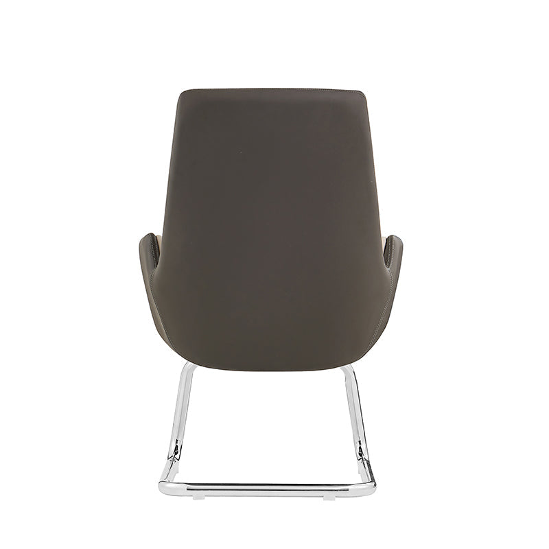 Modern Minimalist Ergonomic Mid Back Leather Plywood & Metal Office Chair - Upholstered Desk Chair With Armrests Comfortable Reception Chair For Home Office Cuvalon