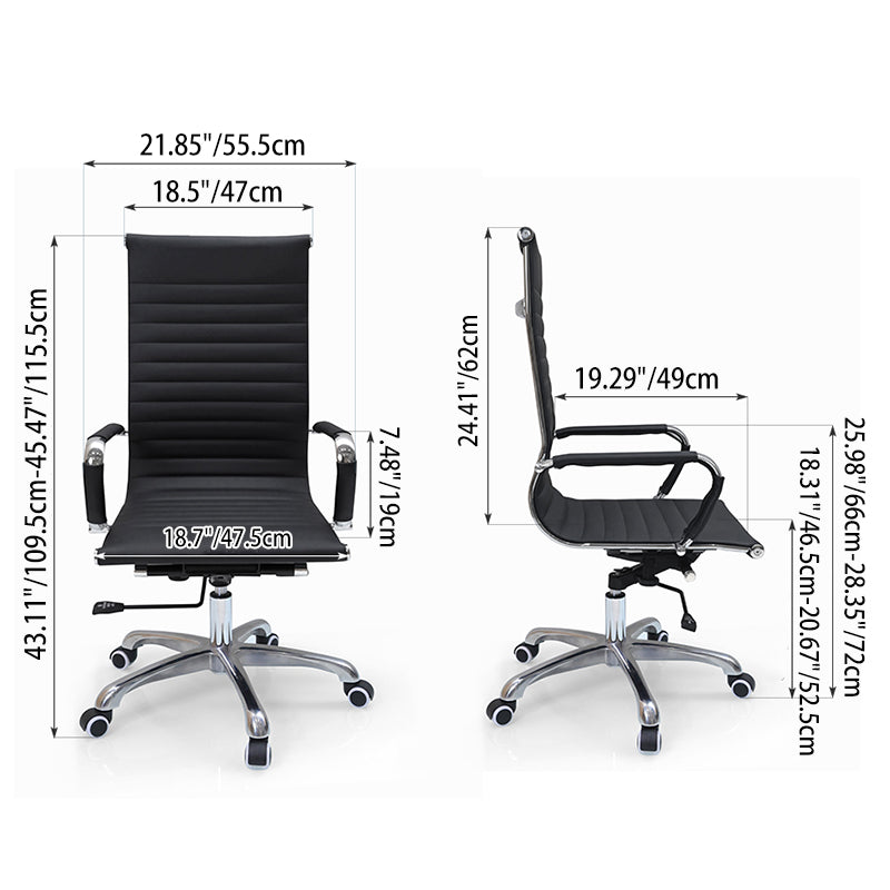 Modern Ergonomic High Back Leather Aluminum Alloy Oxford Fabric Office Chair Adjustable Swivel Executive Desk Chair With Lumbar Support Reclining Function For Home Office Cuvalon
