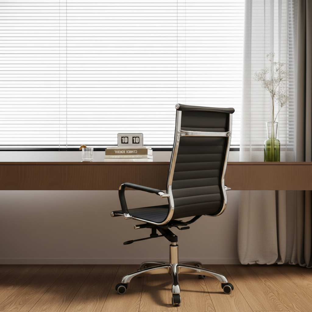 Modern Ergonomic High Back Leather Aluminum Alloy Oxford Fabric Office Chair Adjustable Swivel Executive Desk Chair With Lumbar Support Reclining Function For Home Office Cuvalon