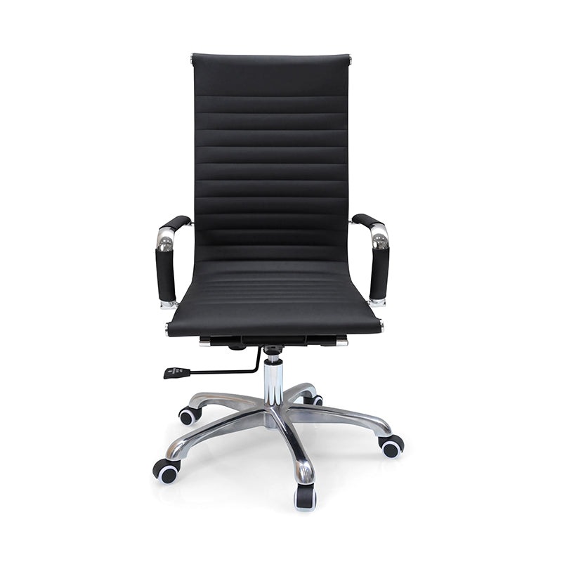 Modern Ergonomic High Back Leather Aluminum Alloy Oxford Fabric Office Chair Adjustable Swivel Executive Desk Chair With Lumbar Support Reclining Function For Home Office Cuvalon