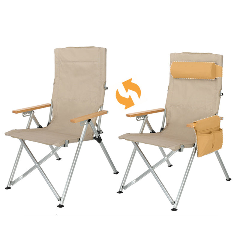 Contemporary Industrial Oxford Fabric Aluminum Alloy Carbon Steel Solid Wood Foldable Camping Chair With 5-level Adjustable Backrest For Outdoor Patio Cuvalon