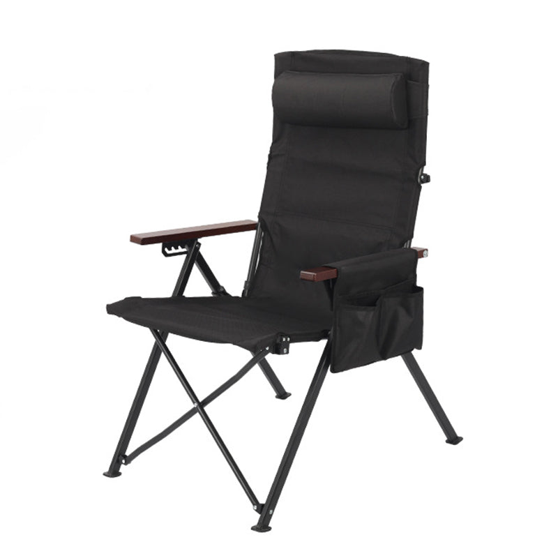 Contemporary Industrial Oxford Fabric Aluminum Alloy Carbon Steel Solid Wood Foldable Camping Chair With 5-level Adjustable Backrest For Outdoor Patio Cuvalon