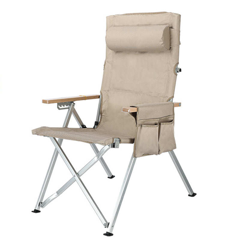Contemporary Industrial Oxford Fabric Aluminum Alloy Carbon Steel Solid Wood Foldable Camping Chair With 5-level Adjustable Backrest For Outdoor Patio Cuvalon