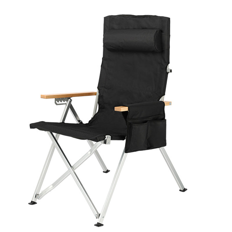 Contemporary Industrial Oxford Fabric Aluminum Alloy Carbon Steel Solid Wood Foldable Camping Chair With 5-level Adjustable Backrest For Outdoor Patio Cuvalon