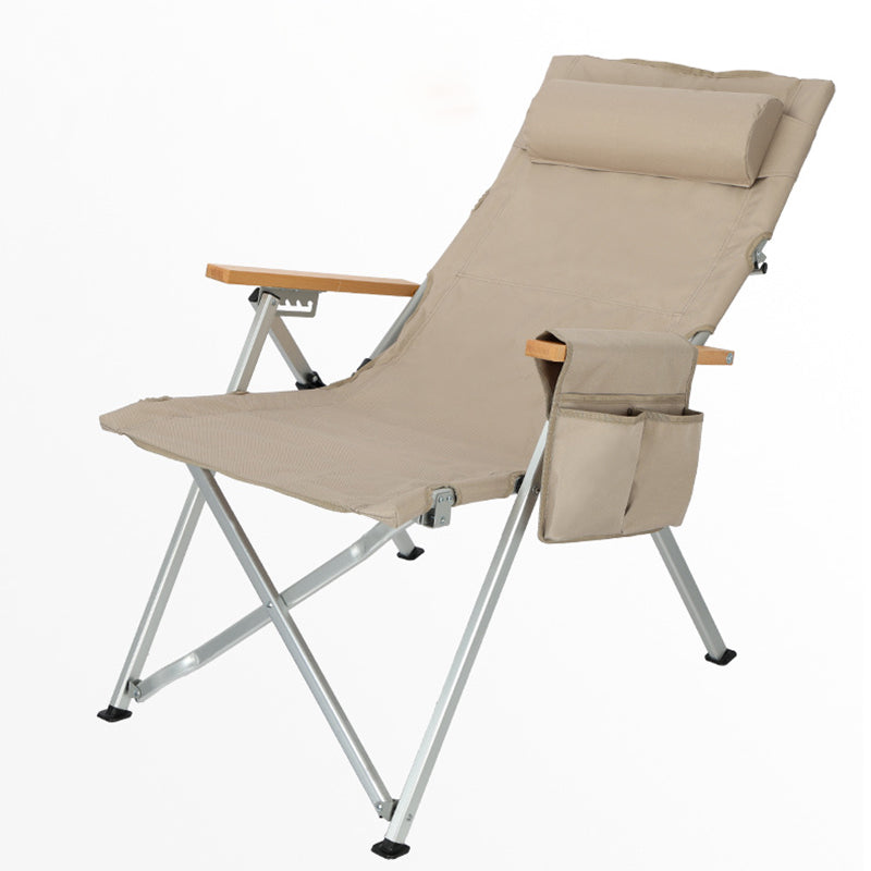 Contemporary Industrial Oxford Fabric Aluminum Alloy Carbon Steel Solid Wood Foldable Camping Chair With 5-level Adjustable Backrest For Outdoor Patio Cuvalon