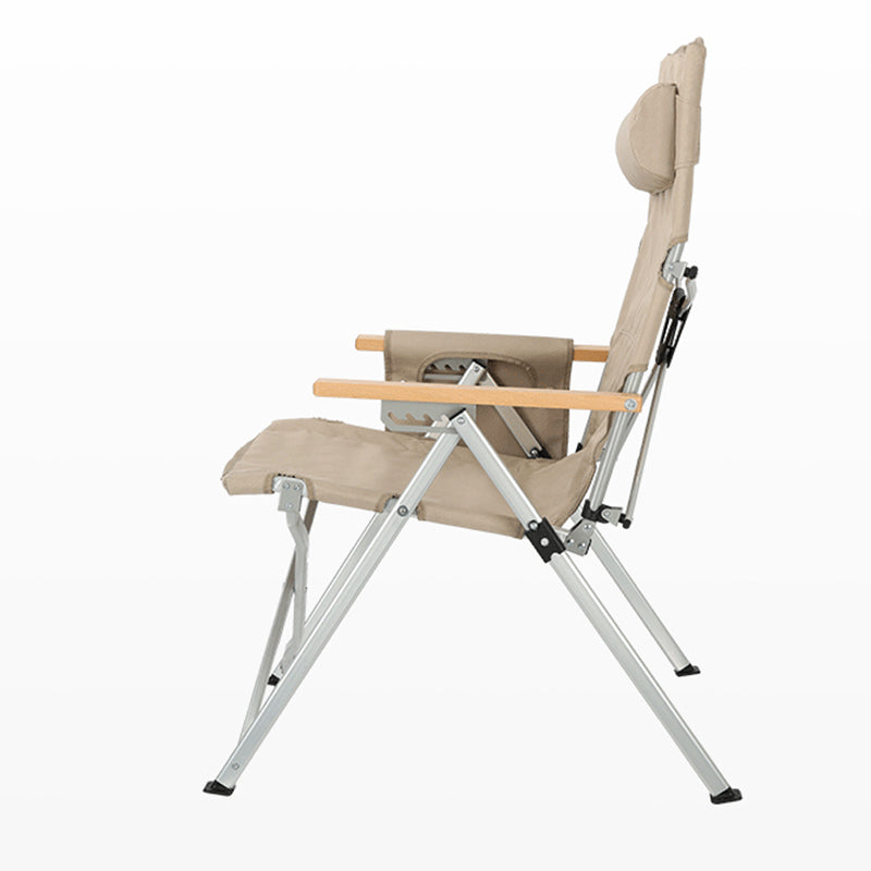 Contemporary Industrial Oxford Fabric Aluminum Alloy Carbon Steel Solid Wood Foldable Camping Chair With 5-level Adjustable Backrest For Outdoor Patio Cuvalon