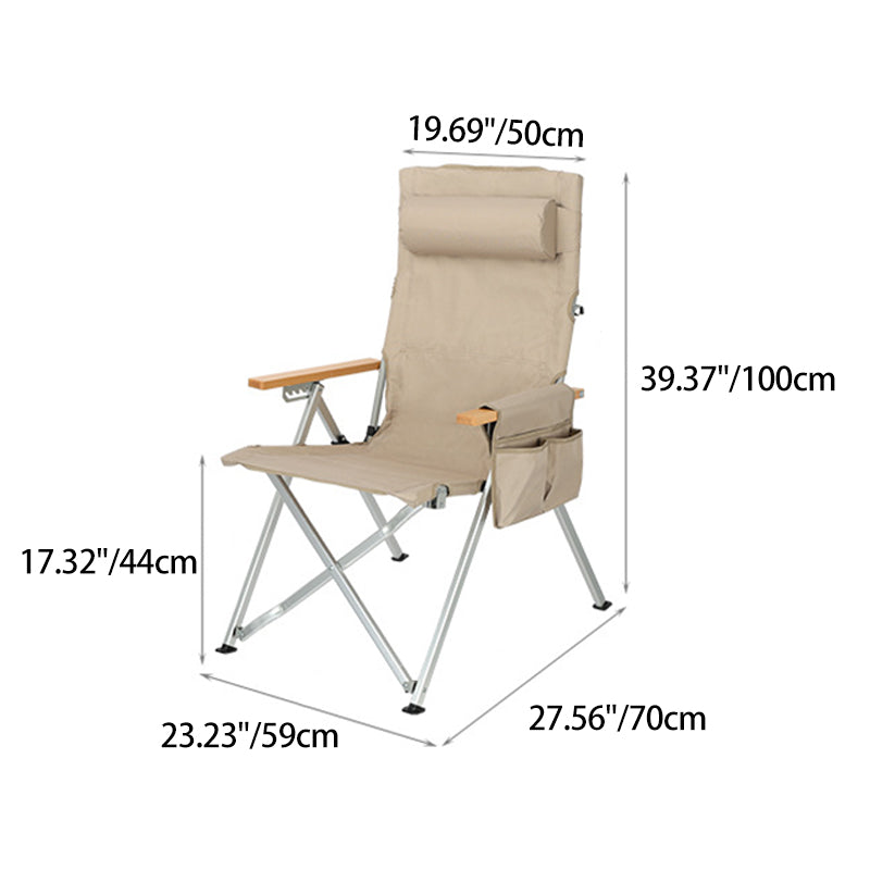 Contemporary Industrial Oxford Fabric Aluminum Alloy Carbon Steel Solid Wood Foldable Camping Chair With 5-level Adjustable Backrest For Outdoor Patio Cuvalon