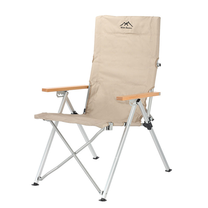 Contemporary Industrial Oxford Fabric Aluminum Alloy Carbon Steel Solid Wood Foldable Camping Chair With 5-level Adjustable Backrest For Outdoor Patio Cuvalon