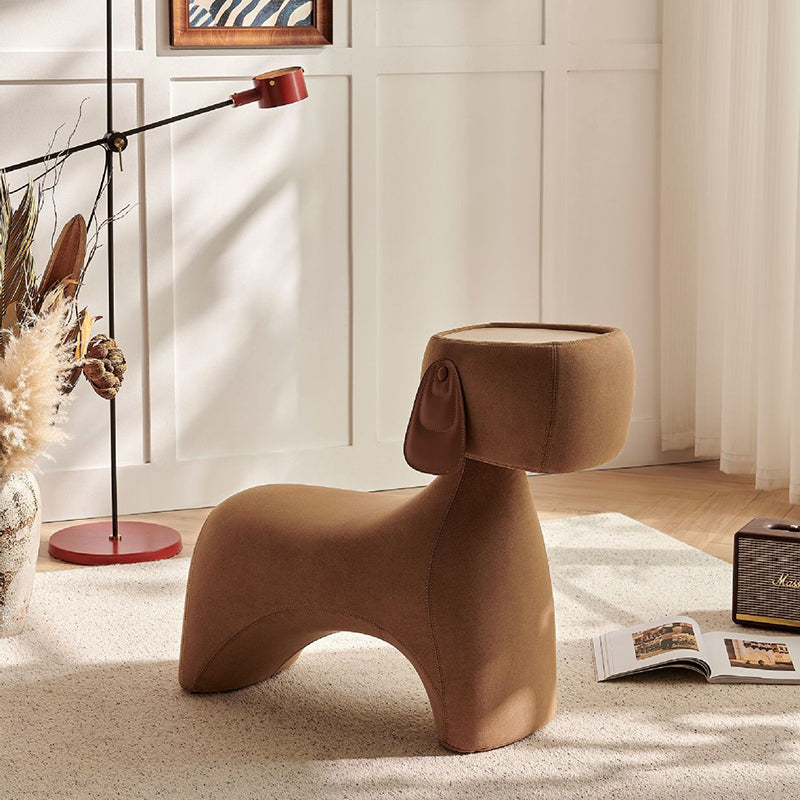 Contemporary Creative Dog Design Carbon Steel Brushed Velvet Kids Stool With Rotatable Head For Living Room Cuvalon