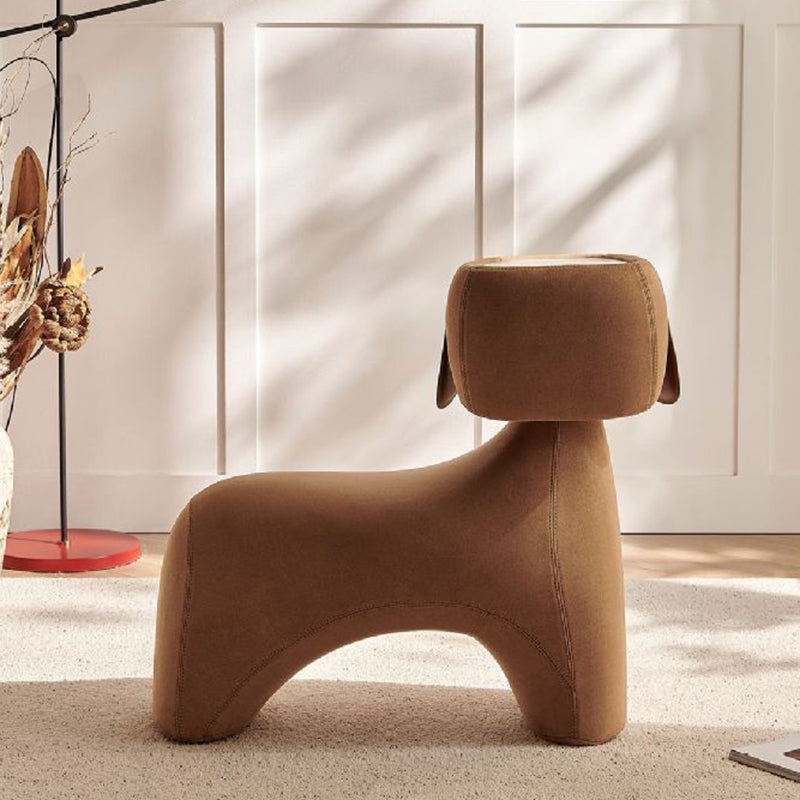 Contemporary Creative Dog Design Carbon Steel Brushed Velvet Kids Stool With Rotatable Head For Living Room Cuvalon