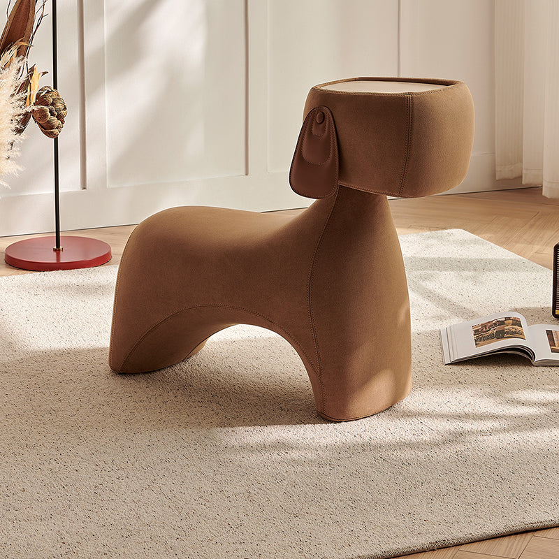 Contemporary Creative Dog Design Carbon Steel Brushed Velvet Kids Stool With Rotatable Head For Living Room Cuvalon