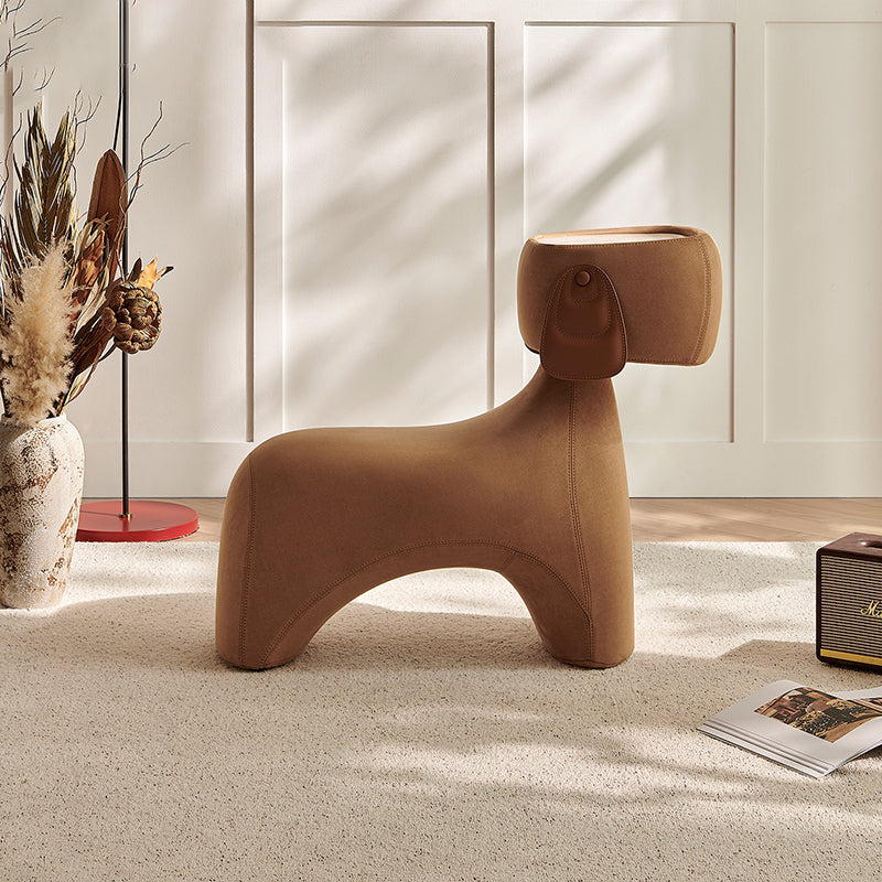 Contemporary Creative Dog Design Carbon Steel Brushed Velvet Kids Stool With Rotatable Head For Living Room Cuvalon